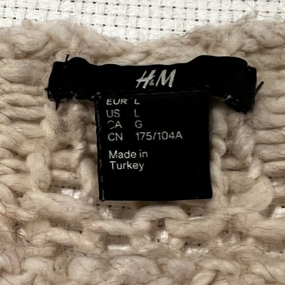 H&M Loose Knit Slouchy Oversized Wide‎ Neck Pullover Sweater XL Wool Blend - Picture 3 of 8